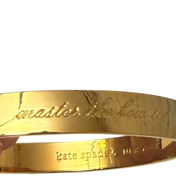 KATE SPADE This is the Year To Idiom Bangle Gold tone Inspiring Bracelet - Picture 12 of 13
